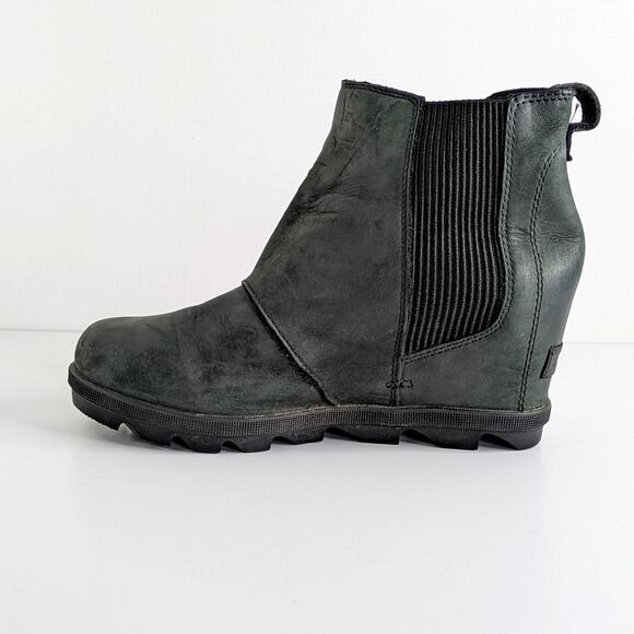 Sorel Joan of Arctic Wedge II Chelsea Boots Black Leather W 8 Waterproof - Picture 8 of 16